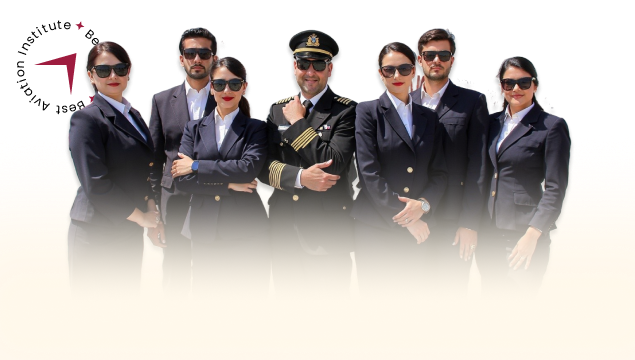 Trainee Pilots with Captain Posing for the Camera